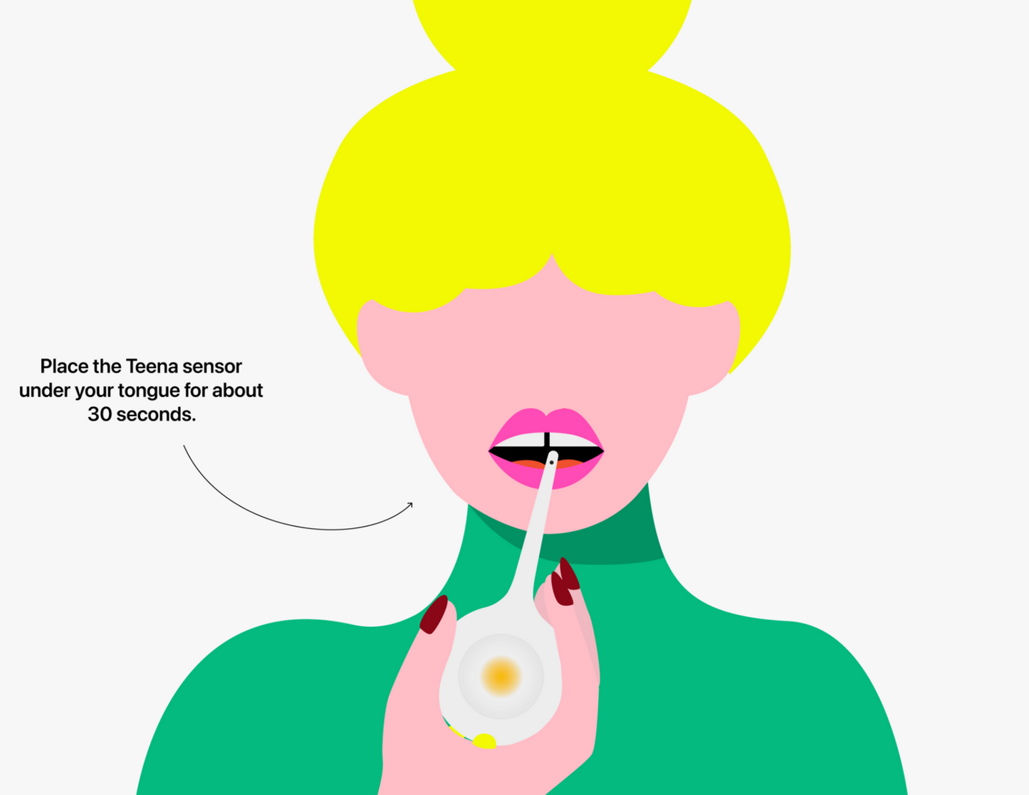 Meet onder de tong met Teena menstruatie tracker
