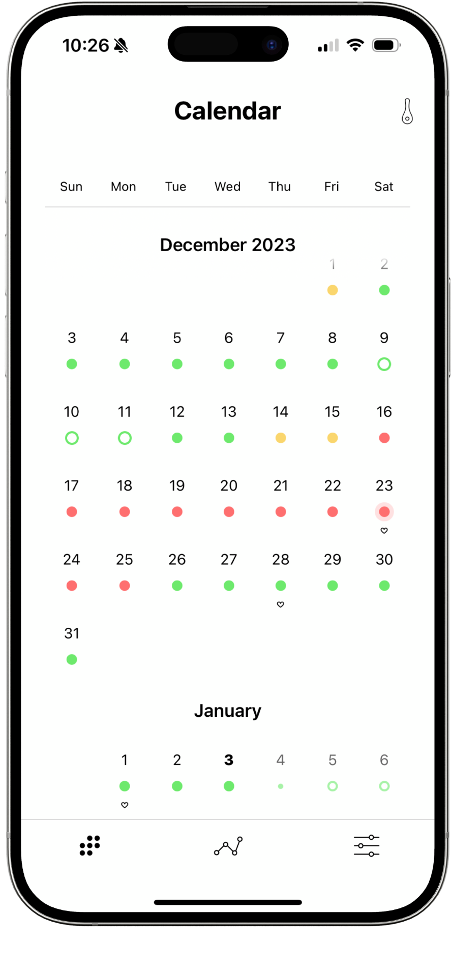 DaysyDay app — kalenderweergave