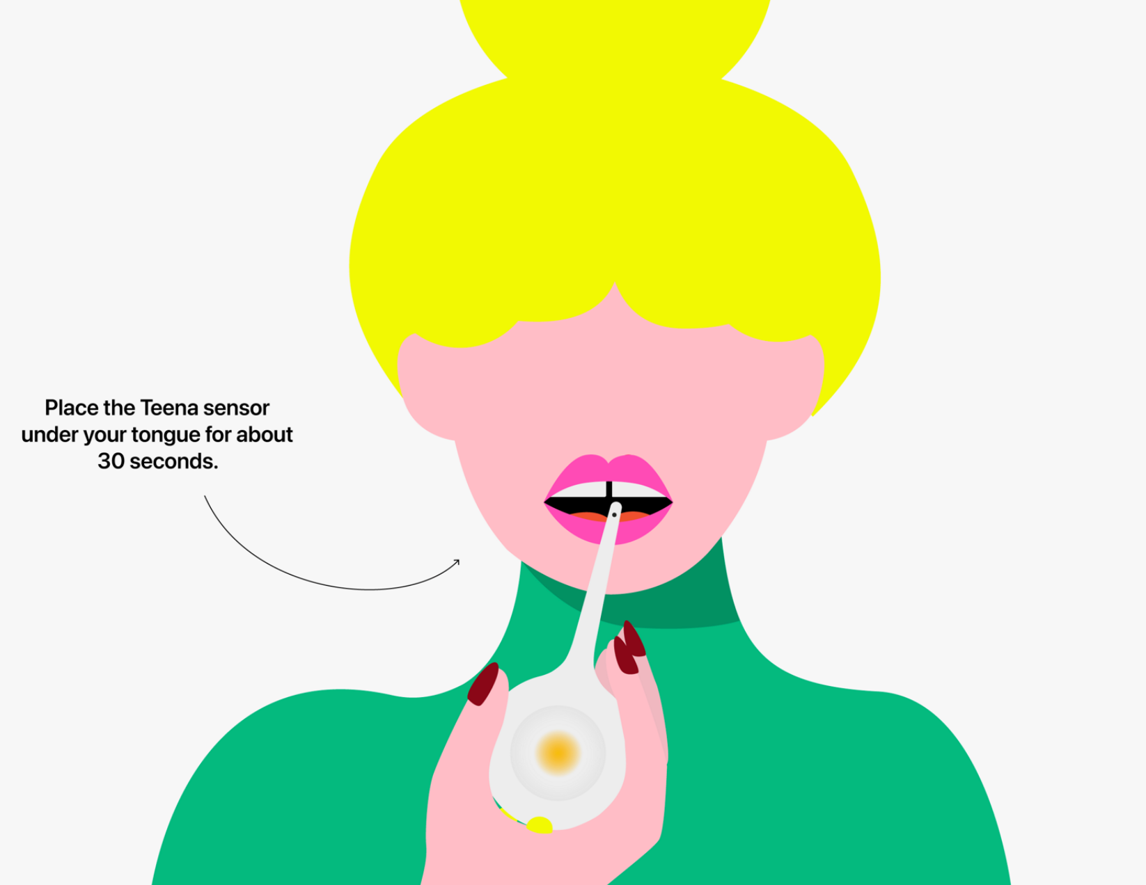 Meet onder de tong met Teena menstruatie tracker
